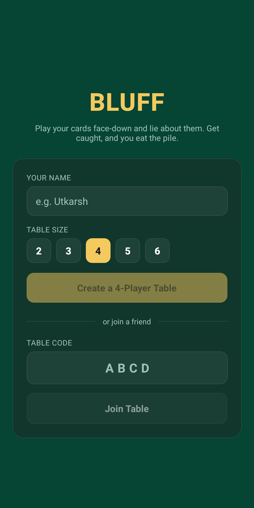 Lobby screen