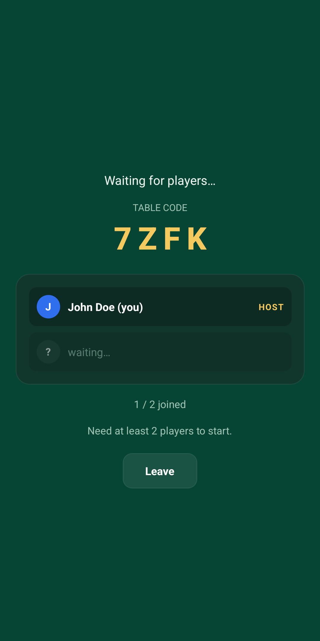 Waiting for players