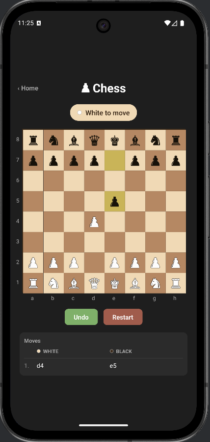 Mid-game with move history