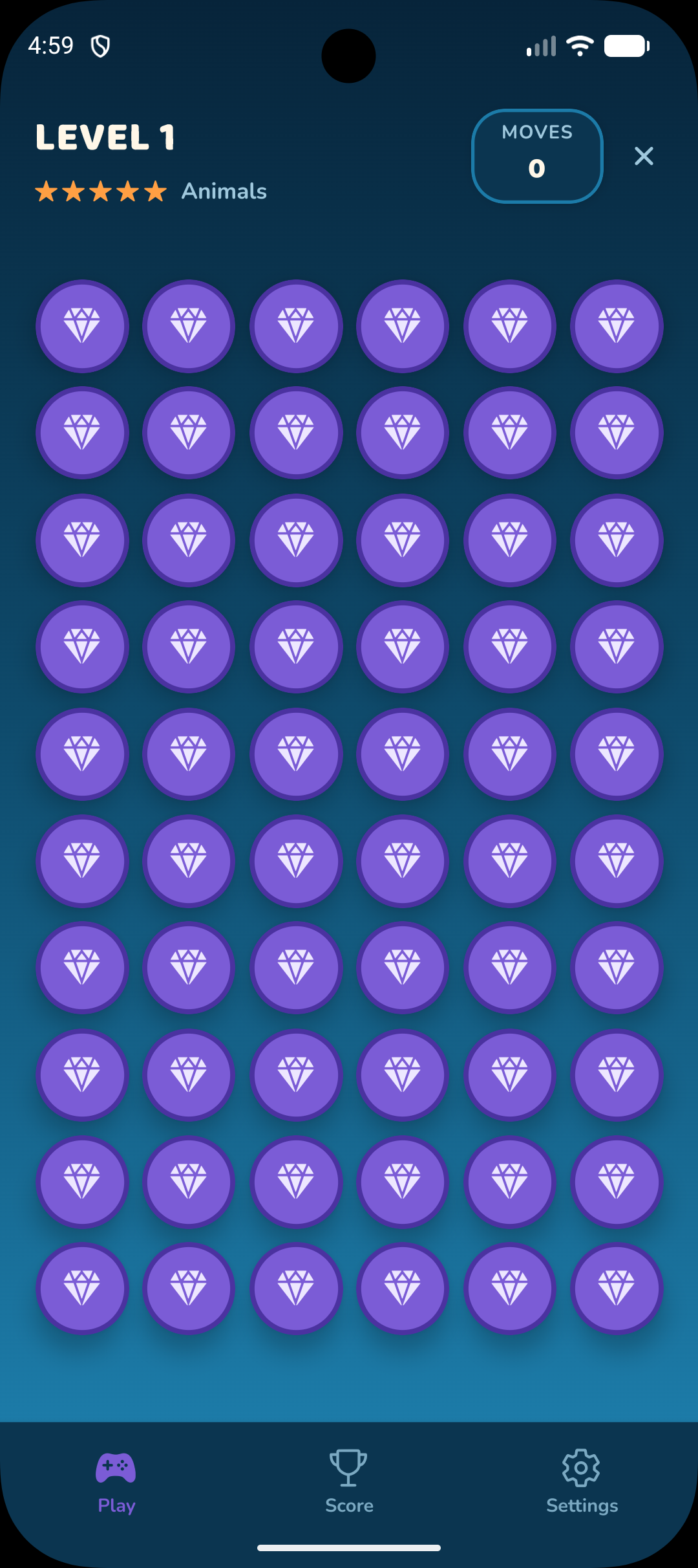 A 60-card board at the hardest difficulty