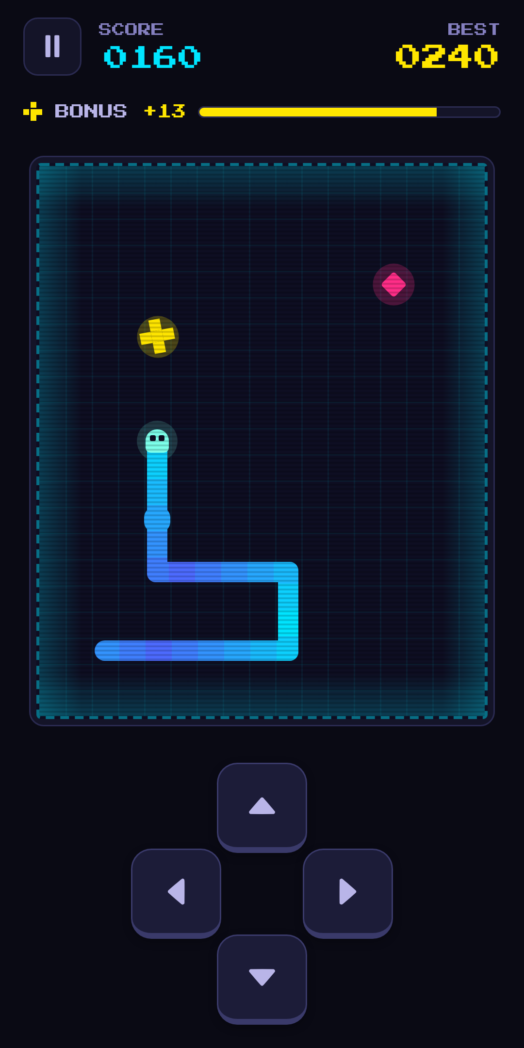 Bonus food with its countdown, Neon Arcade theme