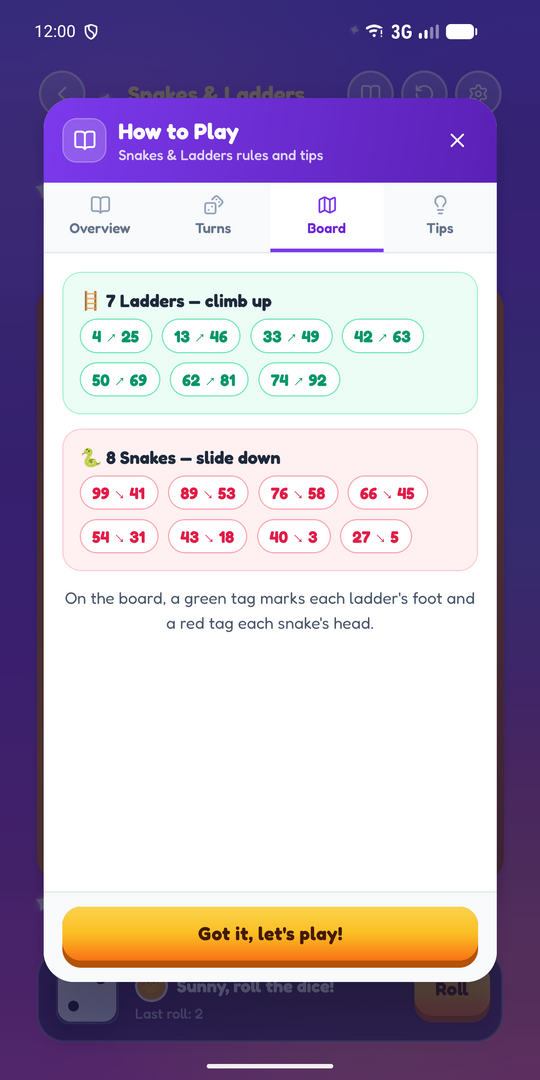 How to play: every ladder and snake on the board