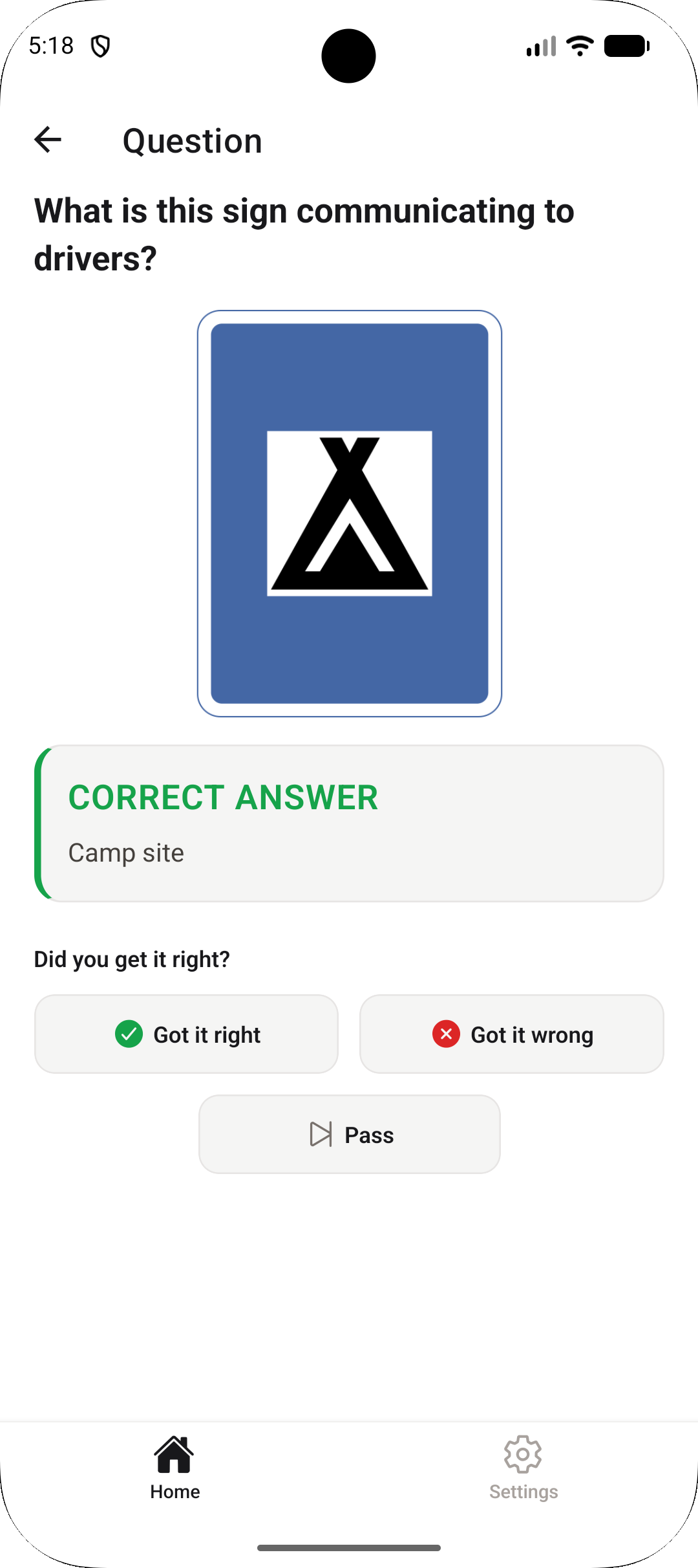Quiz question and answer reveal