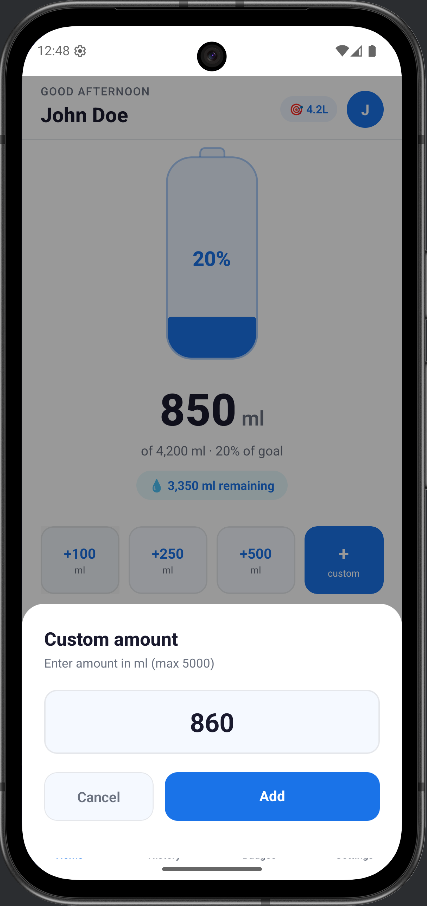 Custom add amount